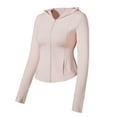 thumbnail image 3 of UVEASISHA Sun Protection Hoodie Shirt for Womens Lightweight Full Zip Running Track Jacket Slim Fit Stretch Athletic Yoga Shirt with Thumb Holes Pink XL, 3 of 5