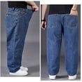 thumbnail image 4 of Men's Plus Size Loose Fit Straight Leg Jeans, Wide Leg Casual Denim Pants for Street Style Fashion, Comfortable and Roomy Trousers for Everyday Relaxed Wear and Urban Outfits Dark Blue XXXXL, 4 of 4