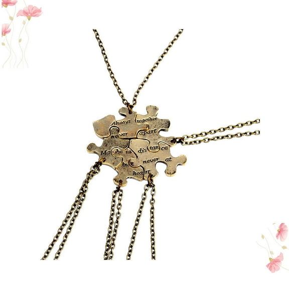 MLINS Golden Alloy Puzzle Shaped Necklace Set for Decoration Great Gift Friends 5 Pieces