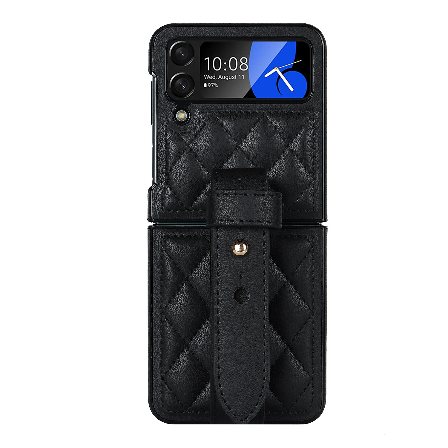 Fashion wrist strap folding phone leather case for Samsung Galaxy Z flip4