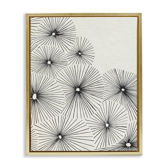 Stupell Industries Modern Contemporary Flowers Abstract Gold Floating Frame Canvas Art, 17 x 21, by Grace Popp