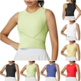thumbnail image 1 of Ashirexll Womens Summer Tops Solid Color Elastic Thread Slim Sweat Wicking Yoga Sportsness Sleeveless Tank., 1 of 6