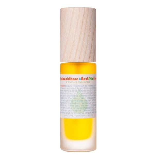 Living Libations - Limpiador exfoliante y humectante facial todo en uno orgánico Best Skin Ever | Belleza limpia vegana natural elaborada de forma silvestre (espino amarillo 1 fl oz | 30 ml)