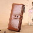 thumbnail image 2 of Cartera grande de piel vintage para mujer con protección RFID, muchos compartimentos, 13 compartimentos para tarjetas y bolsillo para el móvil, marrón, 2 of 5