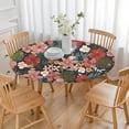 thumbnail image 3 of Pioneer Flower Floral Print Pattern Round Fitted Tablecloth with Elastic Edge,Dining Table Cover Waterproof,Outdoor Round Tablecloth for Camping,Dining,Indoor and Outdoor, 3 of 7