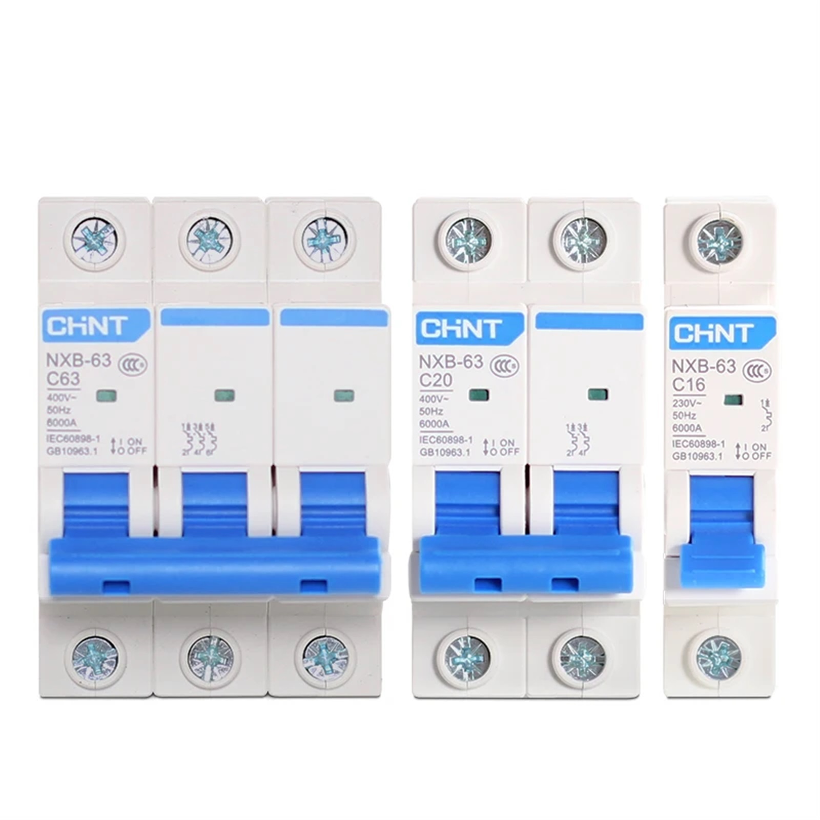 1pcs MCB NXB-63 1P 2P 3P 4P AC 230/400V 1A-125A Circuit Breaker DIN Rail Mounting Miniature Household Air Switch