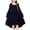Navy-JeBYS, variant on OJSFQUFP Girls' Spring Summer and Fall Dress: Square Neck Flared Sleeves Ruffled Hem Dress