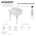 thumbnail image 4 of Kingston Brass LMS3022M80 Habsburg 30" Carrara Marble Console Sink with Brass Legs (8-Inch, 3-Hole), Carrara Marble White/Matte Black, 4 of 5