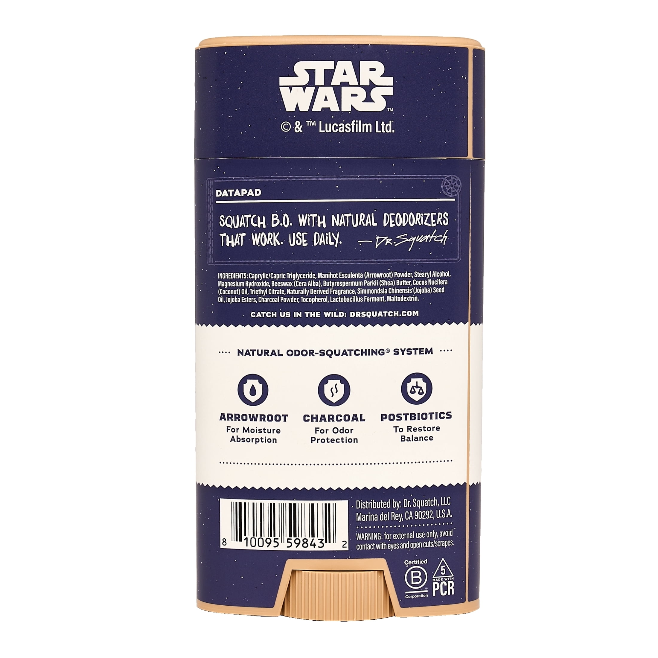 Dr. Squatch Sinister Sticc Star Wars Aluminum-Free Natural Deodorant Stick for Men, 2.65 oz