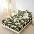 thumbnail image 4 of Feelyou Kid Monogrammed C Bed Sheets, Kawaii Green Camo King Sheets, 4pcs, 4 of 7
