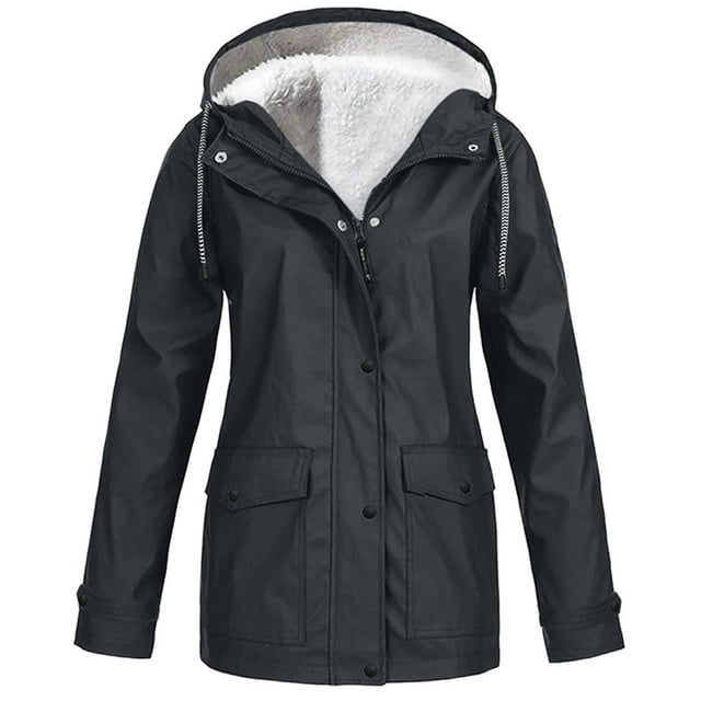 Veste Imperméable à Capuche pour Femmes Manteau d'Hiver Chaud Rembourré Parka de Randonnée Extérieure Fermeture Éclair