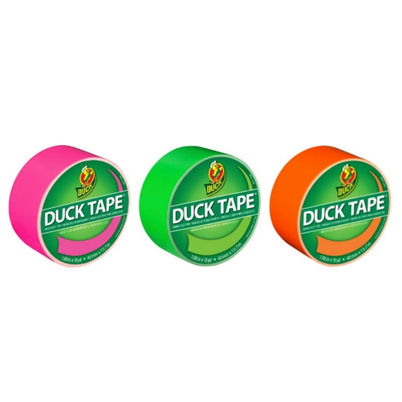Duck Brand Color Duct Tape Neon Combo 3-pack, Pink, Green And Orange, 1.88 Inches X 15 Yards Each Roll, 45 Yards Total