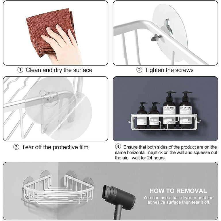 Wall Mount Handheld Shower Holder Adjustable Shower Head Holder with Tray  Hook Shampoo Soap Storage Box Bathroom Accessories