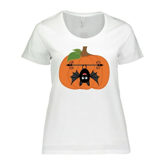 Inktastic Halloween Pumpkin Funny Bat Women's Plus Size T-Shirt