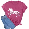 thumbnail image 4 of Summer Tops for Women Horse Print Loose T Shirt Crew Neck Fashion Beach Vacation Tees, 4 of 4
