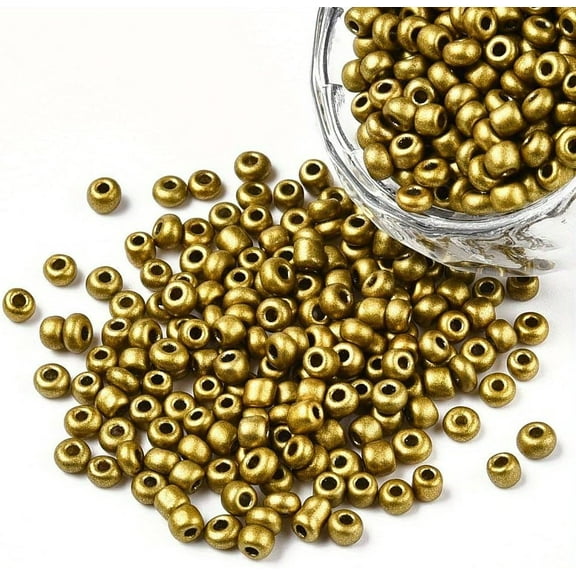 1Pound About 30000pcs 12/0 Baking Paint Glass Round Seed Beads Dark Goldenrod 1.5-2x1.5mm Hole: 0.5-1mm About 30000pcs/pound