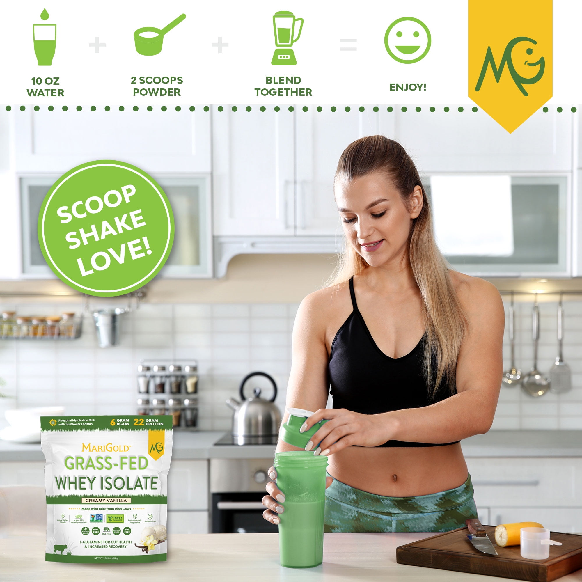 MariGold Whey Isolate Protein Powder - Vanilla 1LB, Cold Processed, rBST Free, Non-GMO