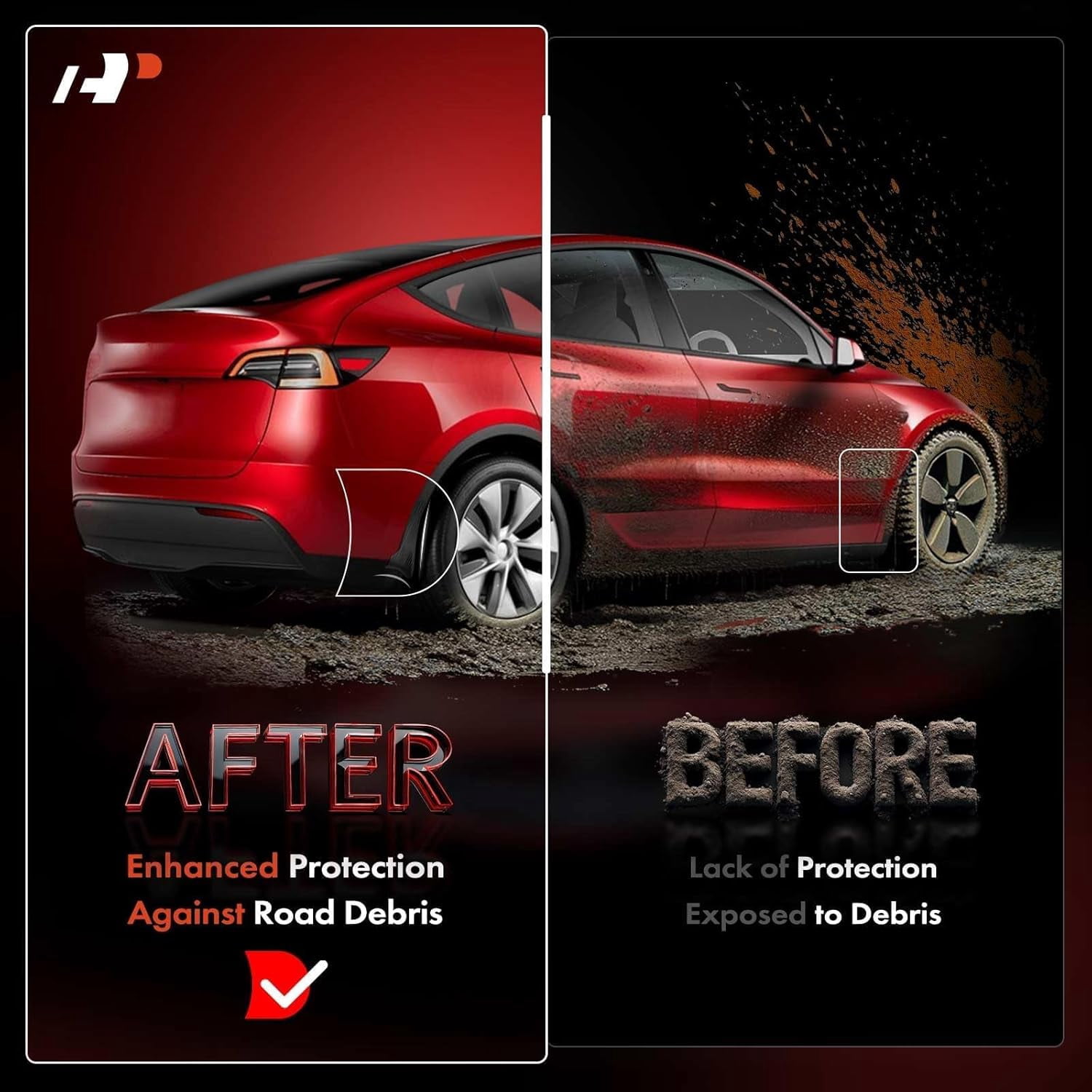 A-Premium 4 Pcs Mud Flaps Splash Guards Fender Mudguard Compatible with Tesla Model Y 2020 2021 Front and Rear