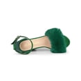 thumbnail image 4 of BLISSFUL STEP Women's Ankle Strap Faux Fur Block Heels Sandals Green (Size 7), 4 of 6