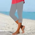 thumbnail image 3 of Capri Leggings for Women Spring Summer Lightweight Elastic High Waist Slim Fit Hollow out Hem Workout Yoga Pants Capris, 3 of 7