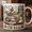 Black, variant on Personalized Tea Lover Ceramic Mugs with Teapot & Tea Leaves Design, Custom Name Gift