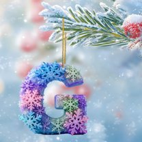 Fwttom 26 Letters Christmas Ornaments - Colorful Snowflakes 2D Flat Christmas Tree Decorations, Acrylic DIY Handcrafted Accessories, Holiday Decor for Xmas Tree Wreath Garland