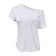 thumbnail image 5 of Gibobby Playera de Manga Corta con Cuello Redondo Camiseta informal manga corta con hombros descubiertos para mujer, camiseta tamaño para exteriores, túnica básica(Blanco,G), 5 of 5
