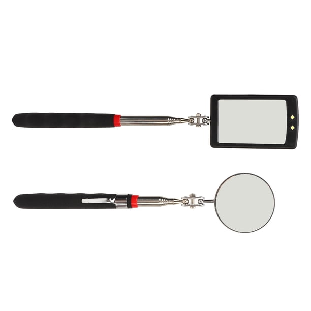 Espejo De Inspección Telescópico LED, Ahorro De Espacio, Control De Fugas, Espejo De Inspección Retráctil Flexible, Cuadrado Redondo, 2 Piezas Profesional Para Reparación De