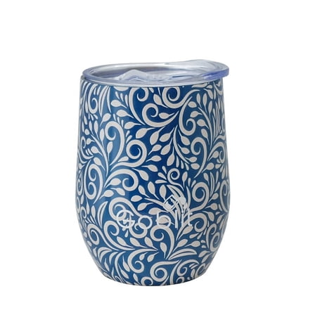 Goblit Blue Ivy Wine Tumbler 12 oz, 5-D printed, Stainless Steel, Hydration Vessel, Double Insulated Technology