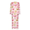 thumbnail image 5 of Hueook Valentine Day 2 Piece Set Valentines Day Pj Women's Casual Valentine's Day Non Positioning Printed Long Sleeved+cropped Pants with Pockets Home Sports Pajamas Set Beige XL, 5 of 6