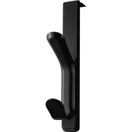 Lorell, LLR80665, Over-the-panel Plastic Double Coat Hook, 1 Each, Black