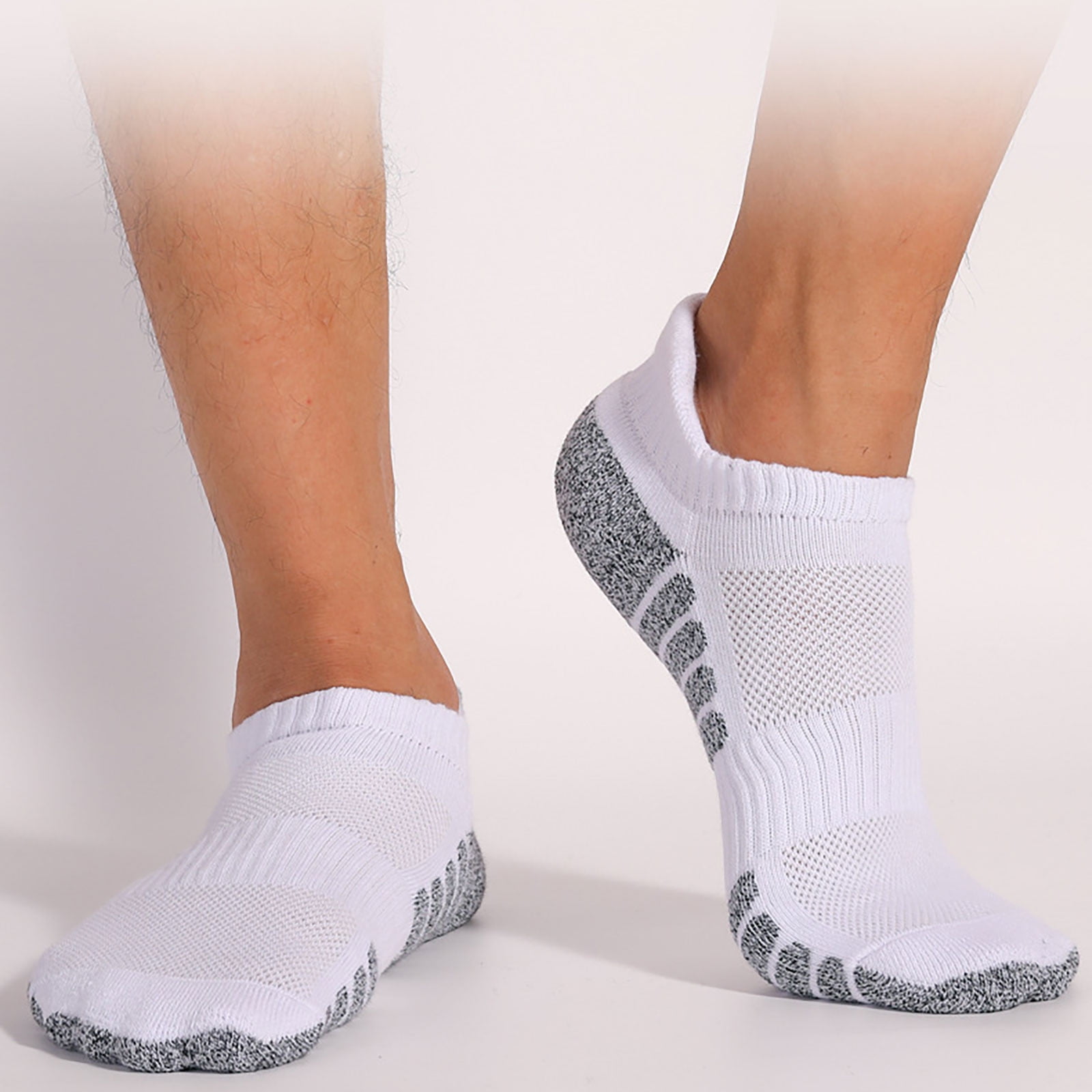 Mens No Show Socks 6 Pairs Men Women Athletic Ankle Socks Thick Cushion Low Cut Comfortable Breathable Socks Lace Socks White L