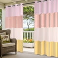 thumbnail image 3 of Colorful Stripe Outdoor Curtains for Patio Waterproof,Windproof Privacy Curtains with Weighted Bottom,Modern Pink Red Yellow Vertical Striped Outside Drapes for Picnic Garage Yard 54"x84" 2 Panel, 3 of 8