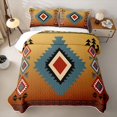 thumbnail image 2 of Homewish Retro Aztec Geometric Twin Quilt Set,Vintage Boho Rhombus Twin Coverlet Set,Yellow Orange,2pcs, 2 of 7