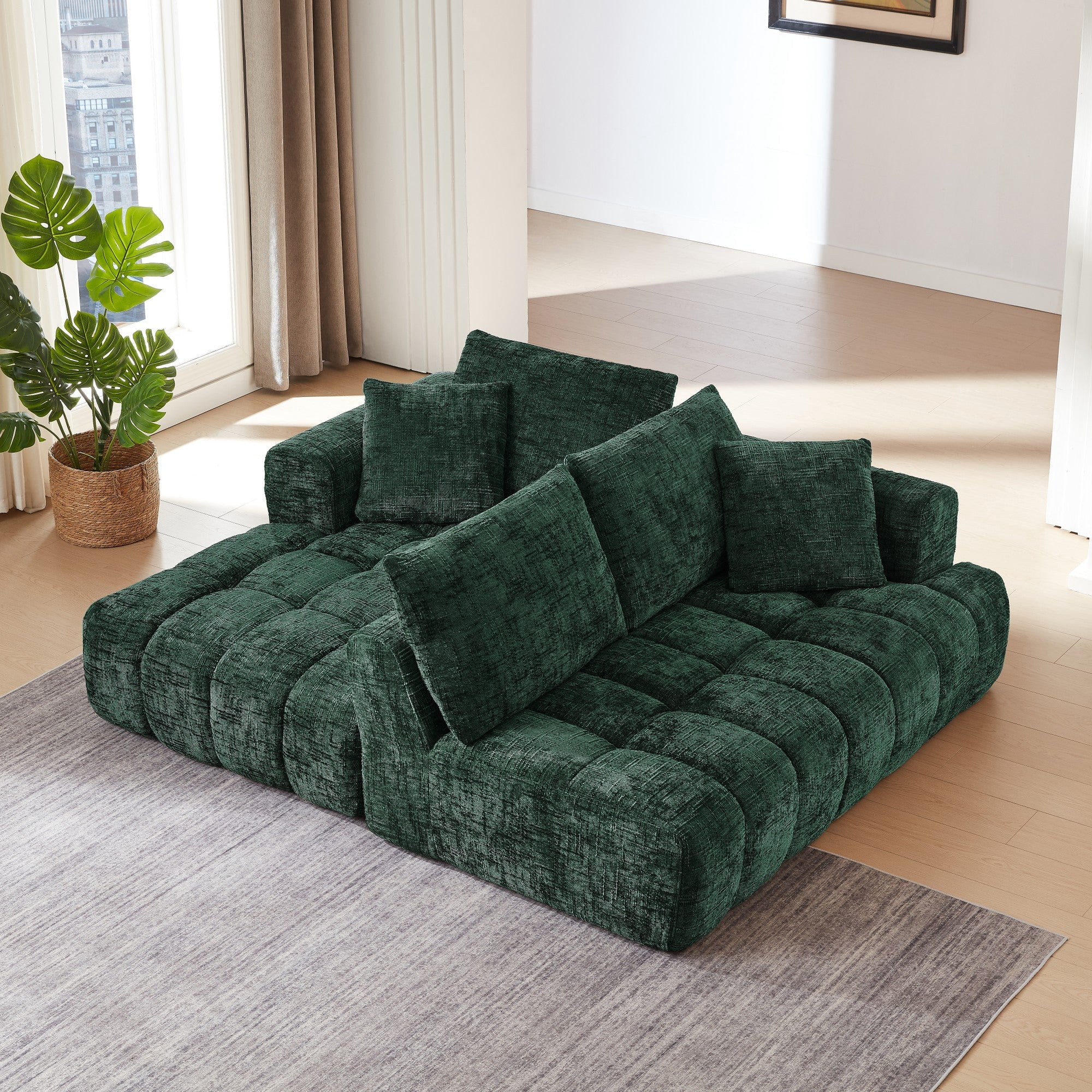Sailvan Chenille L-Shape Luxury Sectional Oversized Sofa, Comfy Sleeper Couch, No Assembly Required