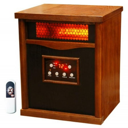 Lifesmart 6 Element Large Room Infrared Quartz Heater w/Wood Cabinet and Remote