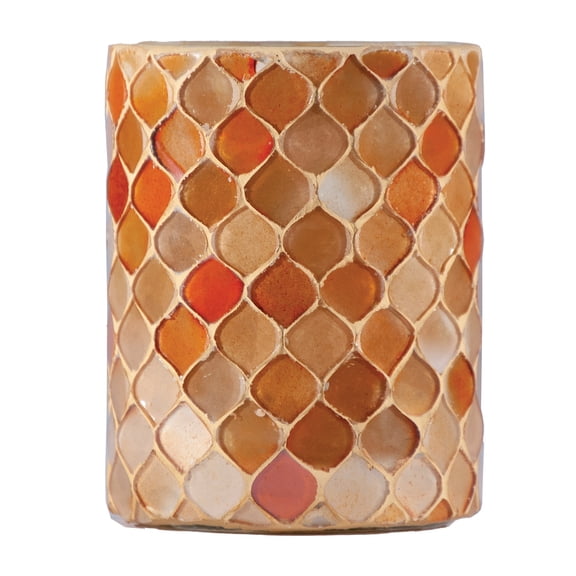 Bloomingville Round Glass Mosaic Votive Holder, Orange Color