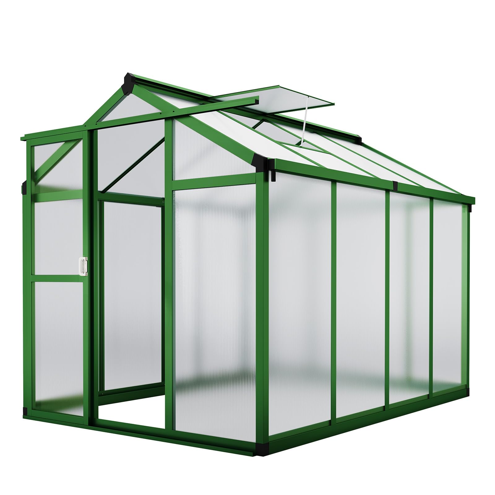 6x8 FT Greenhouse, Large Aluminum Outdoor Polycarbonate Greenhouse with Roof Vent, Walk-in for Winter Garden, Easy Assembly for Backyard & Patio