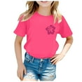thumbnail image 2 of Rrunsv Girls' T-Shirts Cotton Comfort and Cute for School Summer Streetwear Youth Tops Girls Oversized T Shirts(Hot Pink,10-11 t), 2 of 8