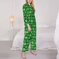 thumbnail image 3 of Disketp green Skull Pajamas Set Long Sleeve Sleepwear Womens Button Down Nightwear Pj Sets-XX-Large, 3 of 7