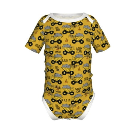 

Junzan Modern Truck Print Short-Sleeve Baby Climbing Clothes Bodysuits for Infant One-Piece for Baby Boys & Girls Baby Clothes Baby Romper with Snap Closure-9M
