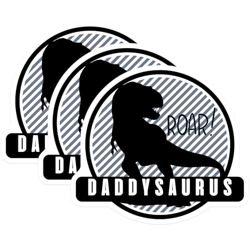 (3 Pack) Daddysaurus Decals - Dinosaur Dad - Roar Decals - 3 Inches On Longest Side - Easy Peel & Apply - Made in USA - 3MCS2193