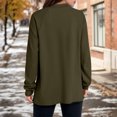 thumbnail image 6 of Women's Fashion Women's Lightweight Long Sleeve Pullover With Pockets Preppy Graphic Hoodie, Solid Color Fall Winter Sweatshirt with Button Details for Stylish Outfits,Army Green,L, 6 of 7
