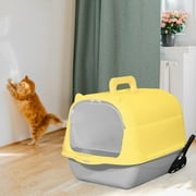 Hooded Cat with Lid Enclosed Cat Toilet Reusable Cat Litter Tray Blue