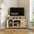 thumbnail image 3 of StorageWorks Farmhouse Corner TV Stand for TVs up to 60", Entertainment Center with Sliding Barn Doors and Storage Cabinets, Rustic Brown, 3 of 12