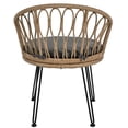 thumbnail image 4 of 3-Piece All-Weather PE Rattan Outdoor Furniture Set with Tempered Glass Table, Includes 2 Weather-Resistant Wicker Chairs for Patio, Balcony, Backyard, Porch & Small Spaces (Gray), 4 of 9