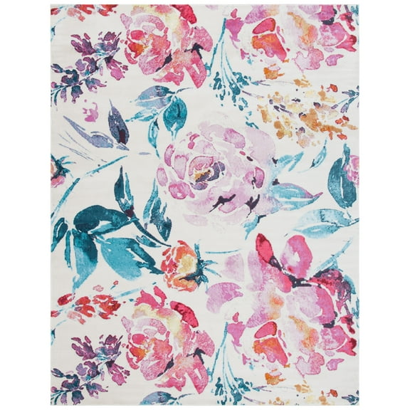 SAFAVIEH Lillian Agatha Floral Area Rug, Ivory/Rose, 8' x 10'