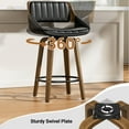 thumbnail image 3 of LainTene 26" Swivel Counter Height Bar Stool with Walnut Bentwood Frame, Faux Leather Seat & Footrest, Mid-Century Modern Chair for Kitchen Island, Bar, or Café (Set of 3), 3 of 11