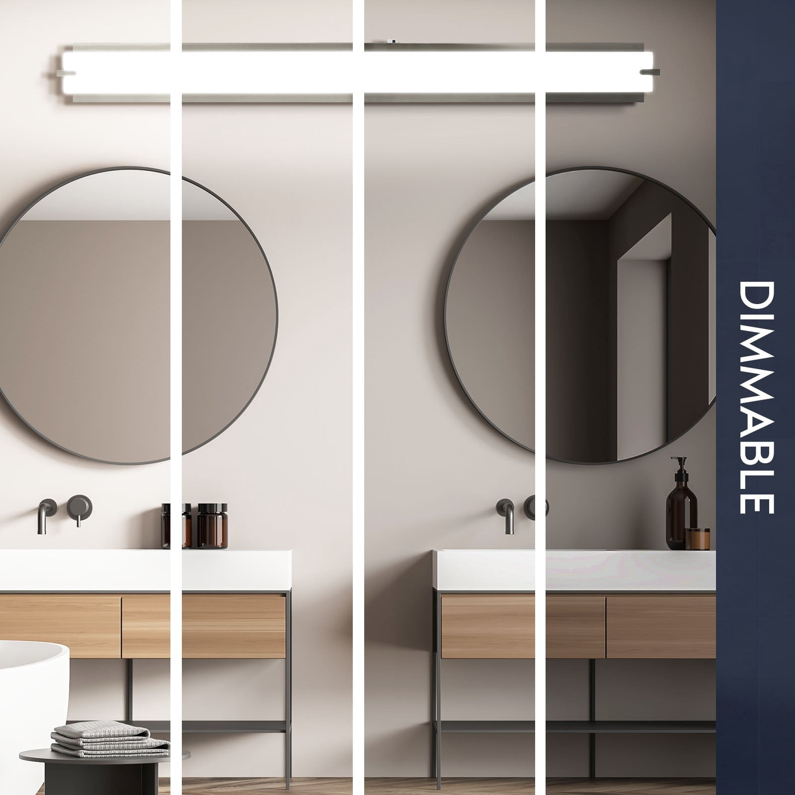 Luxrite 48" LED Vanity Light Brushed Nickel Bathroom Light Fixture 3CCT 40W 2800 Lumens Dimmable Damp Rated ETL Listed