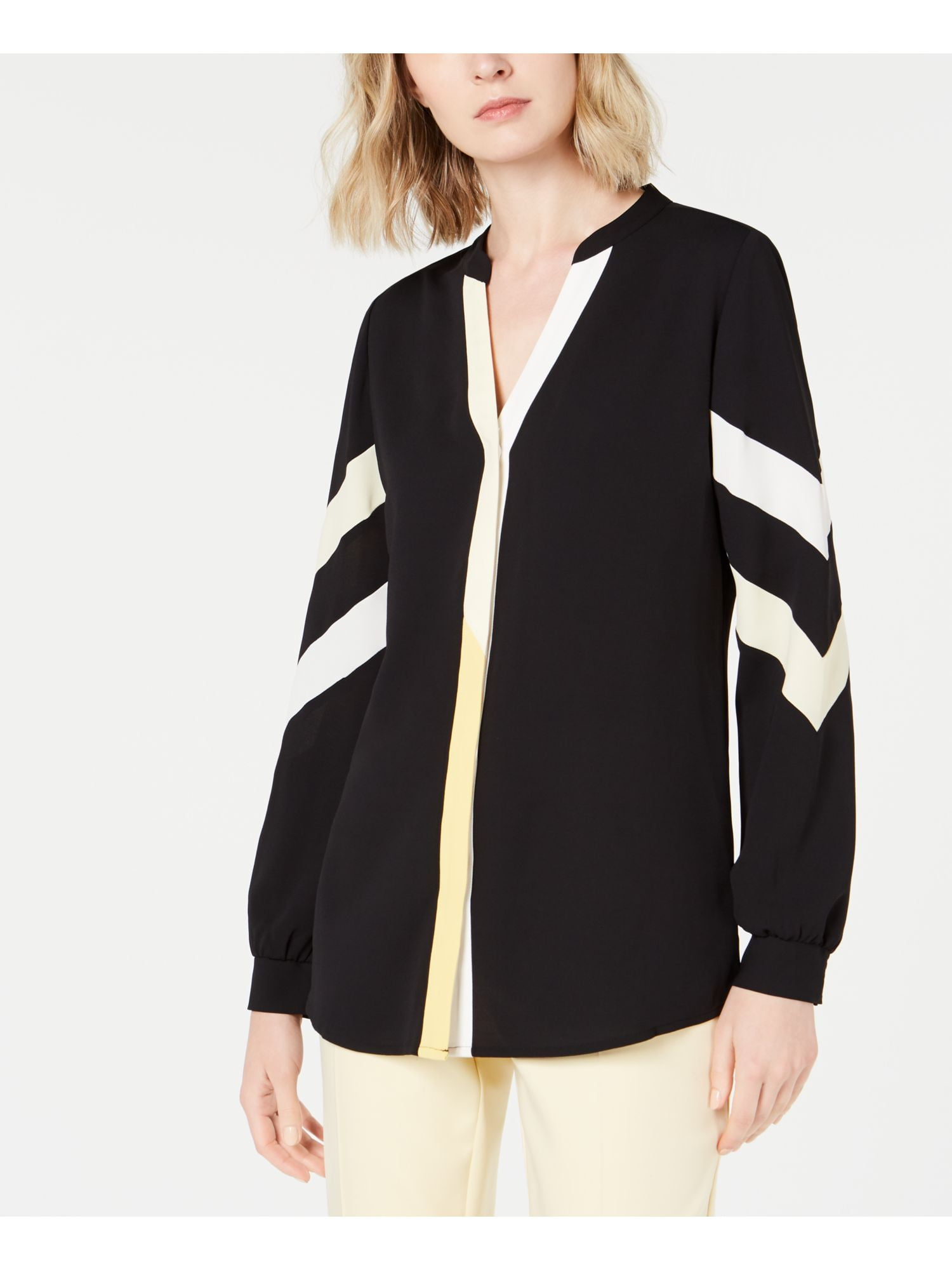 Alfani Womens Colorblock Long Pullover Top